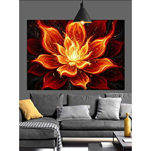 Alevli Parlak Lotus Çiçeği Dekoratif Kanvas - Mdf Ahşap Tablo 50x70 cm