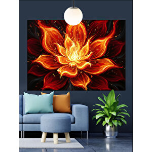 Alevli Parlak Lotus Çiçeği Dekoratif Kanvas - Mdf Ahşap Tablo