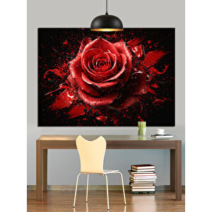Kırmızı Gül Tablo Dekoratif Kanvas - Mdf Ahşap Tablo