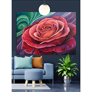 Kırmızı Gül Detayı Dekoratif Kanvas - Mdf Ahşap Tablo 35x50 cm