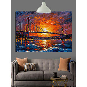 Gün Batımında Köprü Manzarası Dekoratif Kanvas - Mdf Ahşap Tablo 35x50 cm