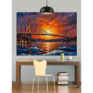 Gün Batımında Köprü Manzarası Dekoratif Kanvas - Mdf Ahşap Tablo