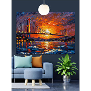 Gün Batımında Köprü Manzarası Dekoratif Kanvas - Mdf Ahşap Tablo