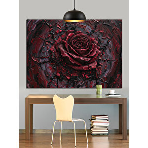 Koyu Kırmızı Gül Çiçeği Dekoratif Kanvas - Mdf Ahşap Tablo