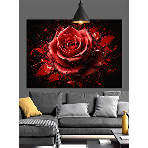 Kırmızı Gül Tablo Dekoratif Kanvas - Mdf Ahşap Tablo 50x70 cm