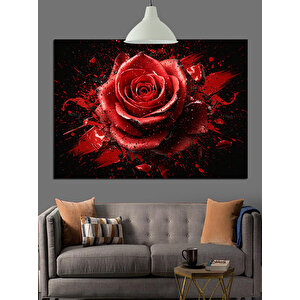 Kırmızı Gül Tablo Dekoratif Kanvas - Mdf Ahşap Tablo 50x70 cm