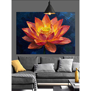 Pembe Turuncu Lotus Çiçeği Dekoratif Kanvas - Mdf Ahşap Tablo 70x100 cm