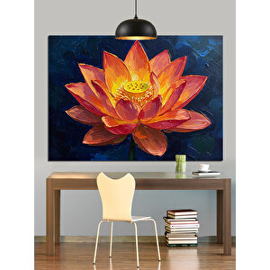 Pembe Turuncu Lotus Çiçeği Dekoratif Kanvas - Mdf Ahşap Tablo