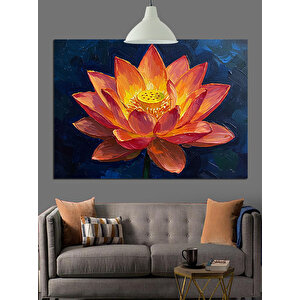 Pembe Turuncu Lotus Çiçeği Dekoratif Kanvas - Mdf Ahşap Tablo
