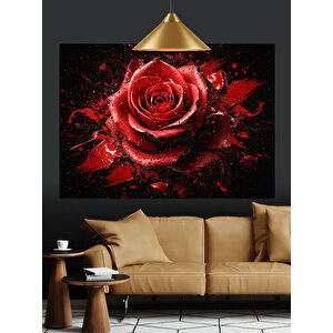 Kırmızı Gül Tablo Dekoratif Kanvas - Mdf Ahşap Tablo 70x100 cm