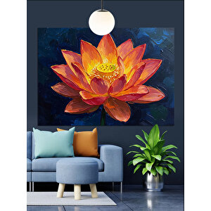 Pembe Turuncu Lotus Çiçeği Dekoratif Kanvas - Mdf Ahşap Tablo 50x70 cm