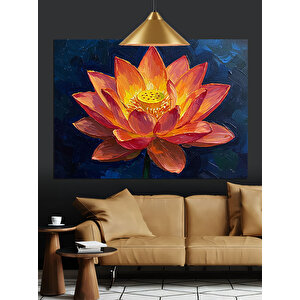 Pembe Turuncu Lotus Çiçeği Dekoratif Kanvas - Mdf Ahşap Tablo 50x70 cm