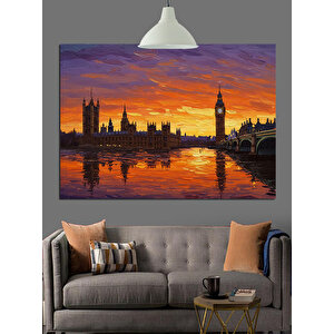 Gün Batımında Londra Manzarası Dekoratif Kanvas - Mdf Ahşap Tablo 70x100 cm