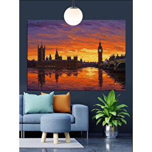 Gün Batımında Londra Manzarası Dekoratif Kanvas - Mdf Ahşap Tablo