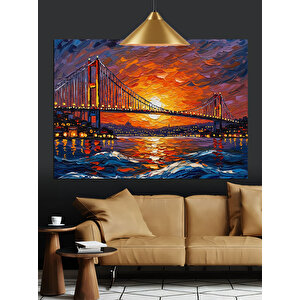 Gün Batımında Köprü Manzarası Dekoratif Kanvas - Mdf Ahşap Tablo 50x70 cm
