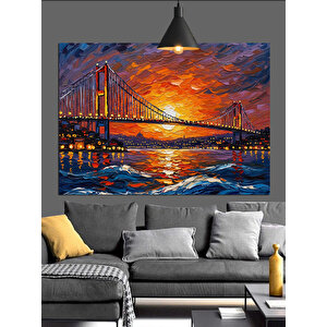 Gün Batımında Köprü Manzarası Dekoratif Kanvas - Mdf Ahşap Tablo 50x70 cm