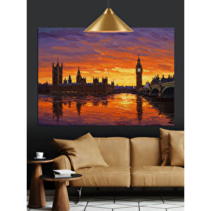 Gün Batımında Londra Manzarası Dekoratif Kanvas - Mdf Ahşap Tablo 70x100 cm