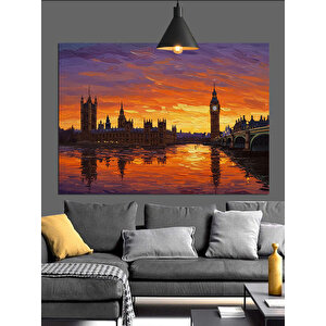Gün Batımında Londra Manzarası Dekoratif Kanvas - Mdf Ahşap Tablo 70x100 cm