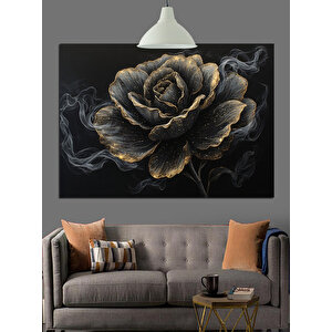 Siyah Gül Çiçeği Dekoratif Kanvas - Mdf Ahşap Tablo 70x100 cm