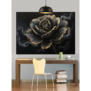 Siyah Gül Çiçeği Dekoratif Kanvas - Mdf Ahşap Tablo