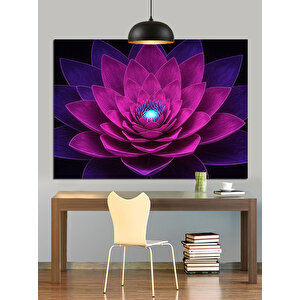 Mor Işıkta Lotus Çiçeği Dekoratif Kanvas - Mdf Ahşap Tablo 70x100 cm