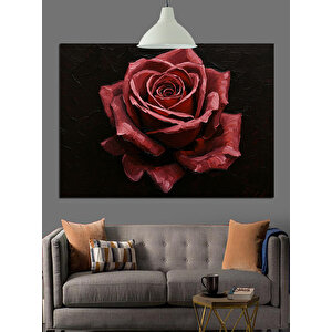 Koyu Fon Üzerinde Gül Dekoratif Kanvas - Mdf Ahşap Tablo 50x70 cm