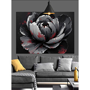 Siyah Beyaz Gül Dekoratif Kanvas - Mdf Ahşap Tablo 70x100 cm