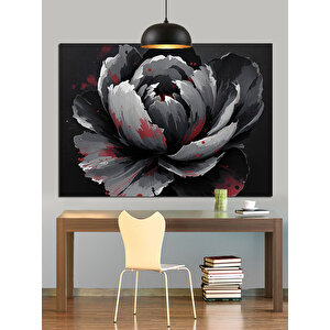 Siyah Beyaz Gül Dekoratif Kanvas - Mdf Ahşap Tablo 70x100 cm