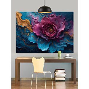 Renkli Dalga Gül Dekoratif Kanvas - Mdf Ahşap Tablo 25x35 cm