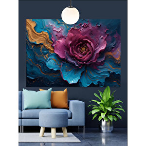 Renkli Dalga Gül Dekoratif Kanvas - Mdf Ahşap Tablo