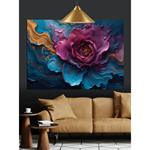 Renkli Dalga Gül Dekoratif Kanvas - Mdf Ahşap Tablo