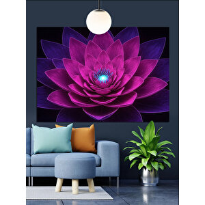 Mor Işıkta Lotus Çiçeği Dekoratif Kanvas - Mdf Ahşap Tablo 25x35 cm