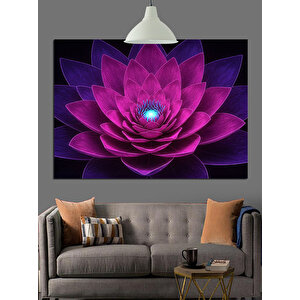 Mor Işıkta Lotus Çiçeği Dekoratif Kanvas - Mdf Ahşap Tablo