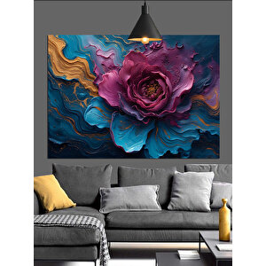 Renkli Dalga Gül Dekoratif Kanvas - Mdf Ahşap Tablo 35x50 cm