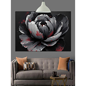 Siyah Beyaz Gül Dekoratif Kanvas - Mdf Ahşap Tablo 70x100 cm