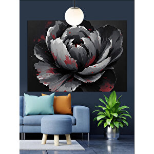 Siyah Beyaz Gül Dekoratif Kanvas - Mdf Ahşap Tablo