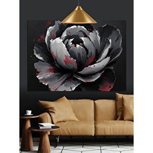 Siyah Beyaz Gül Dekoratif Kanvas - Mdf Ahşap Tablo