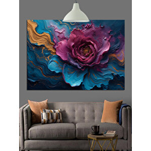 Renkli Dalga Gül Dekoratif Kanvas - Mdf Ahşap Tablo 50x70 cm
