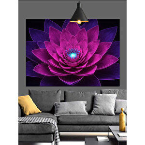 Mor Işıkta Lotus Çiçeği Dekoratif Kanvas - Mdf Ahşap Tablo