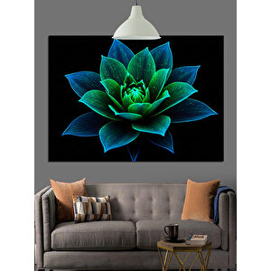 Yeşil Lotus Çiçeği Dekoratif Kanvas - Mdf Ahşap Tablo 25x35 cm