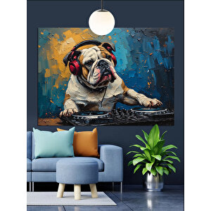 Kulaklıklı Dj Köpek Dekoratif Kanvas - Mdf Ahşap Tablo 70x100 cm
