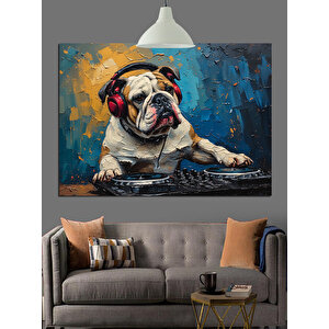 Kulaklıklı Dj Köpek Dekoratif Kanvas - Mdf Ahşap Tablo