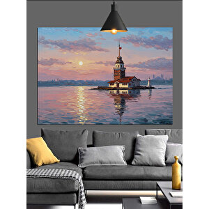 Gün Batımında Kız Kulesi Dekoratif Kanvas - Mdf Ahşap Tablo 50x70 cm