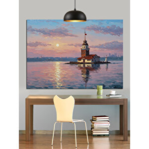 Gün Batımında Kız Kulesi Dekoratif Kanvas - Mdf Ahşap Tablo 50x70 cm