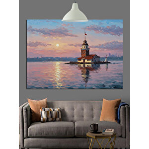 Gün Batımında Kız Kulesi Dekoratif Kanvas - Mdf Ahşap Tablo 70x100 cm