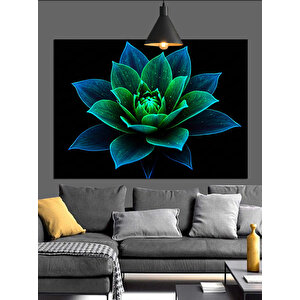 Yeşil Lotus Çiçeği Dekoratif Kanvas - Mdf Ahşap Tablo 70x100 cm