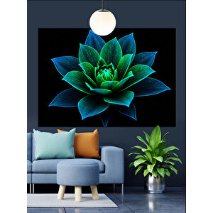 Yeşil Lotus Çiçeği Dekoratif Kanvas - Mdf Ahşap Tablo