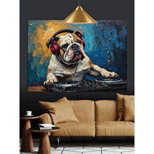 Kulaklıklı Dj Köpek Dekoratif Kanvas - Mdf Ahşap Tablo 35x50 cm