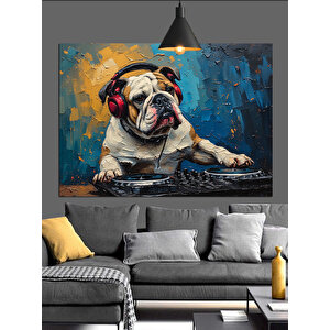 Kulaklıklı Dj Köpek Dekoratif Kanvas - Mdf Ahşap Tablo 35x50 cm