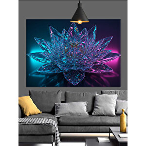 Kristal Görünümlü Mavi Lotus Dekoratif Kanvas - Mdf Ahşap Tablo 25x35 cm